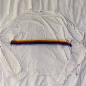 Brandy Melville white long sleeve rainbow tee